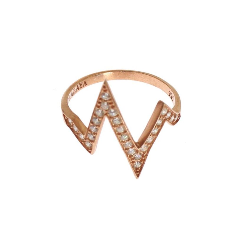 Nialaya Pink Gold 925 Silver Womens Clear Ring